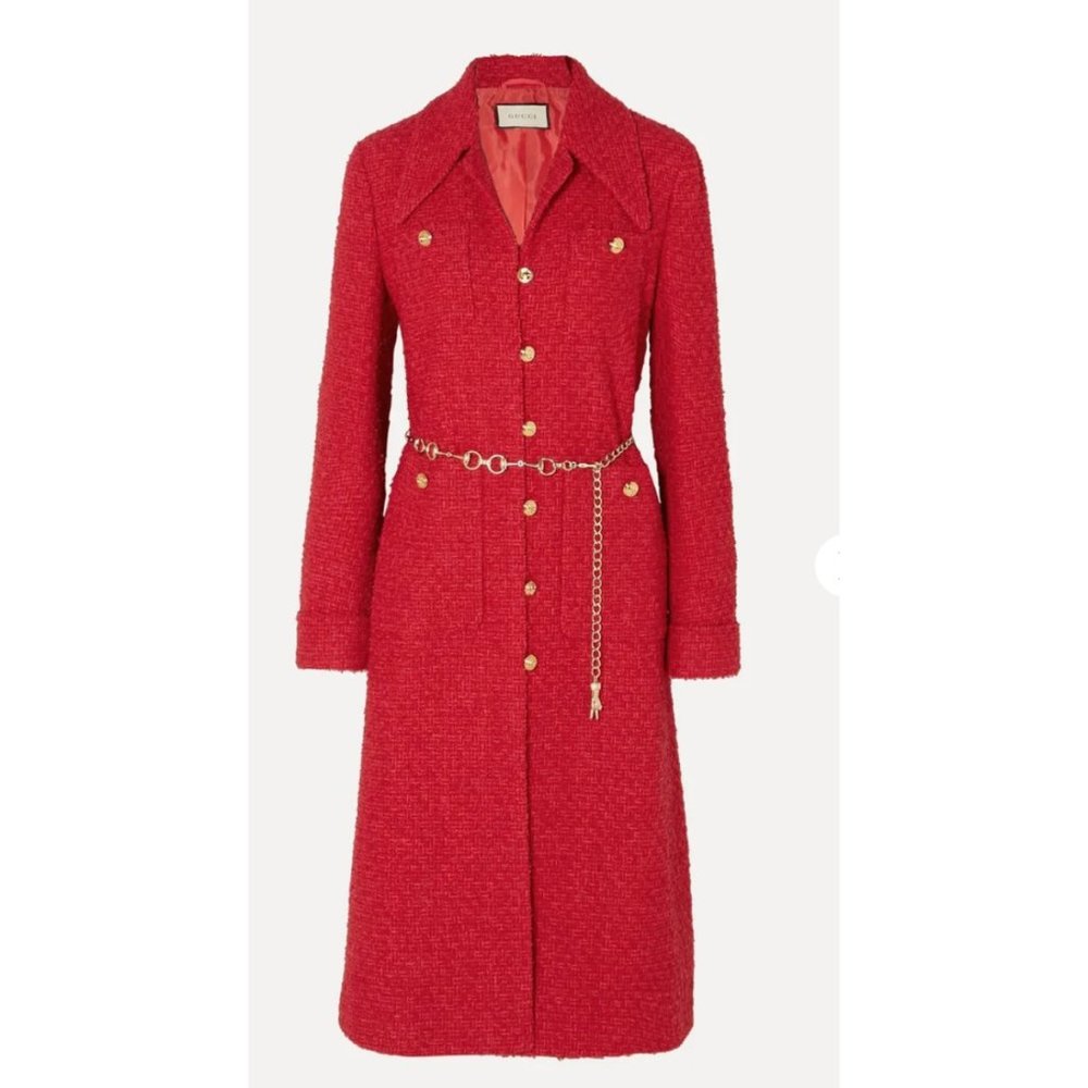 GUCCI Belted tweed coat